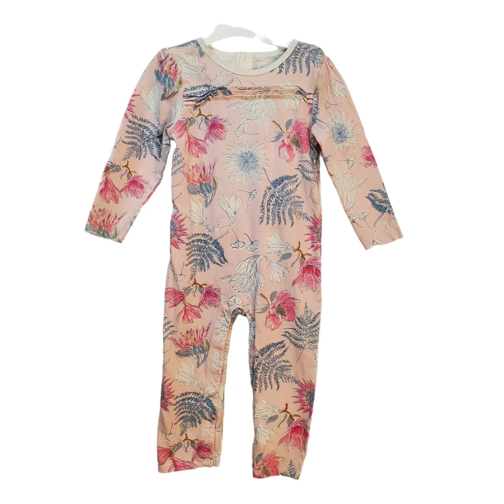 Burt's Bees Organic Cotton Baby Girl Long Sleeve One‎ Piece Size 24M